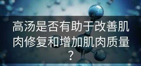 高汤是否有助于改善肌肉修复和增加肌肉质量？